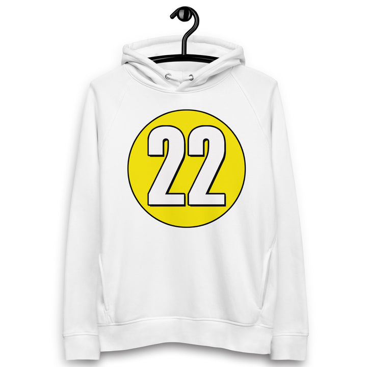 Unisex pullover hoodie: White on Yellow 22