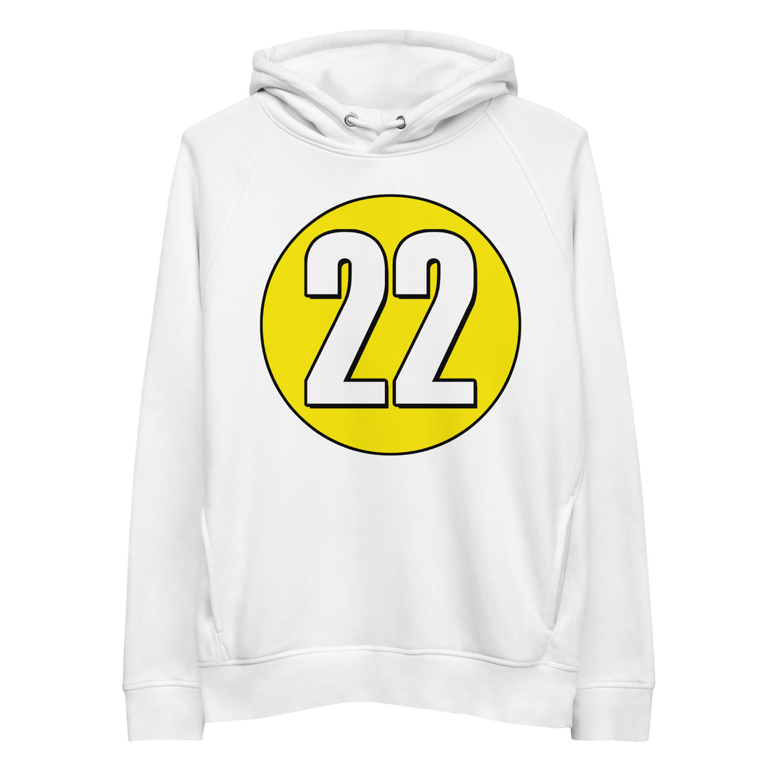 Unisex pullover hoodie: White on Yellow 22