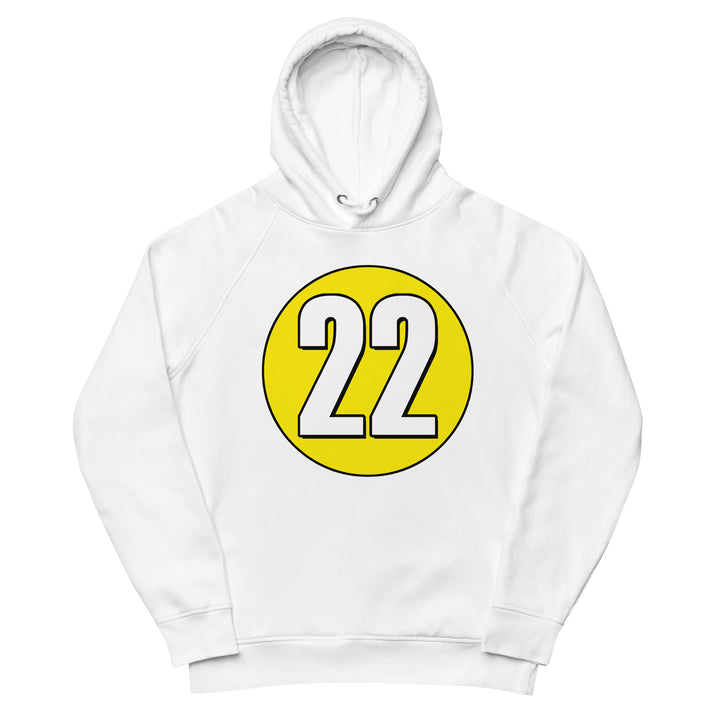 Unisex pullover hoodie: White on Yellow 22