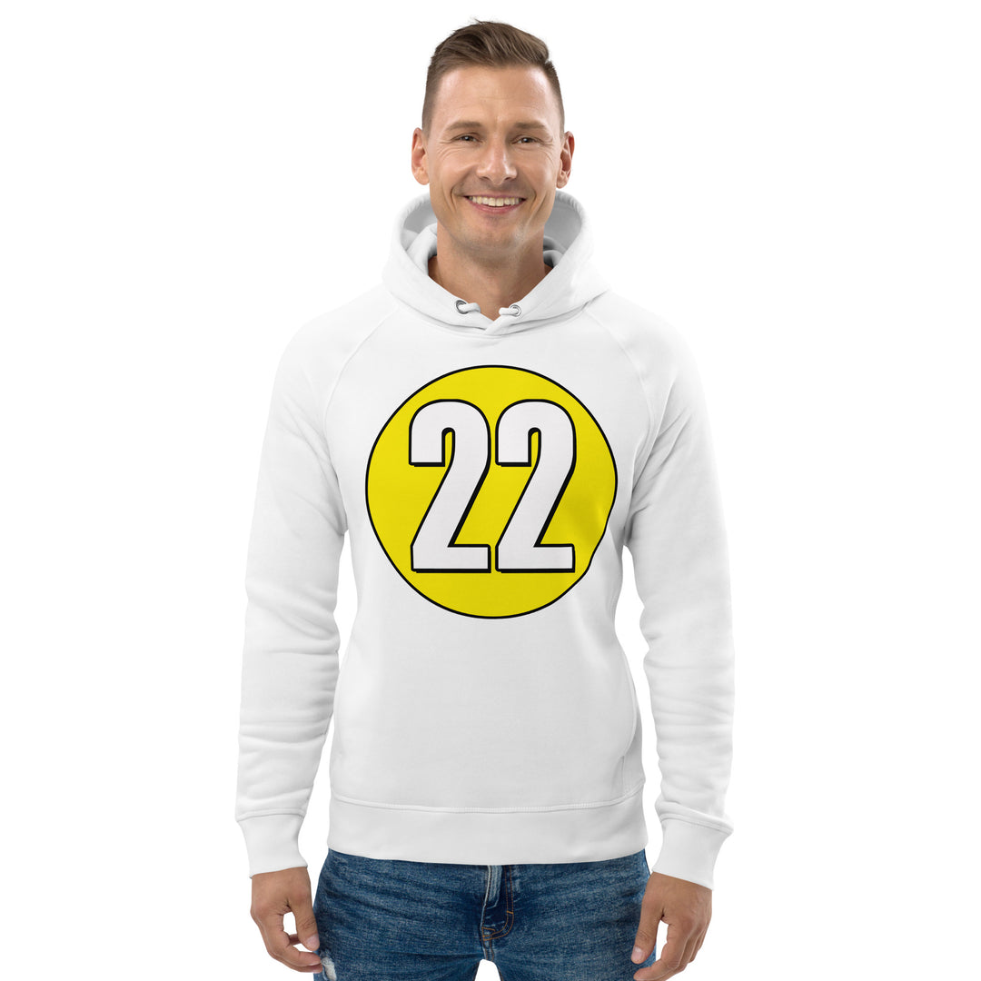 Unisex pullover hoodie: White on Yellow 22