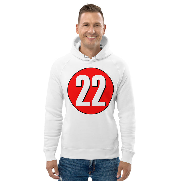 Unisex pullover hoodie: White on Red 22