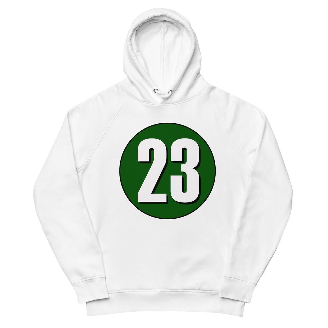 Unisex pullover hoodie: White on Hunter Green 23