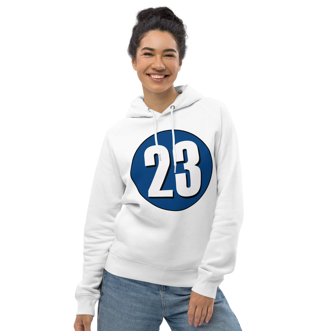 Unisex pullover hoodie: White on Navy Blue 23