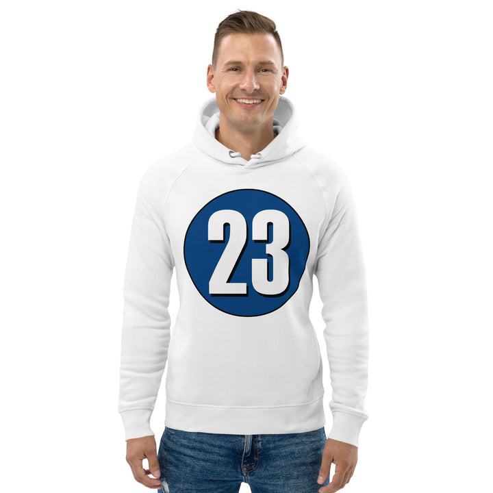 Unisex pullover hoodie: White on Navy Blue 23