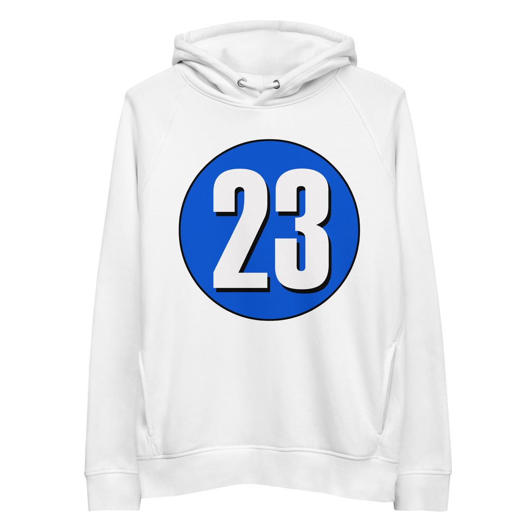 Unisex pullover hoodie: White on Periwinkle 23