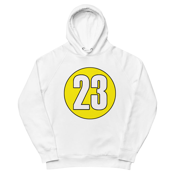 Unisex pullover hoodie: White on Yellow 23