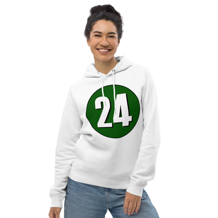 Unisex pullover hoodie: White on Hunter Green 24