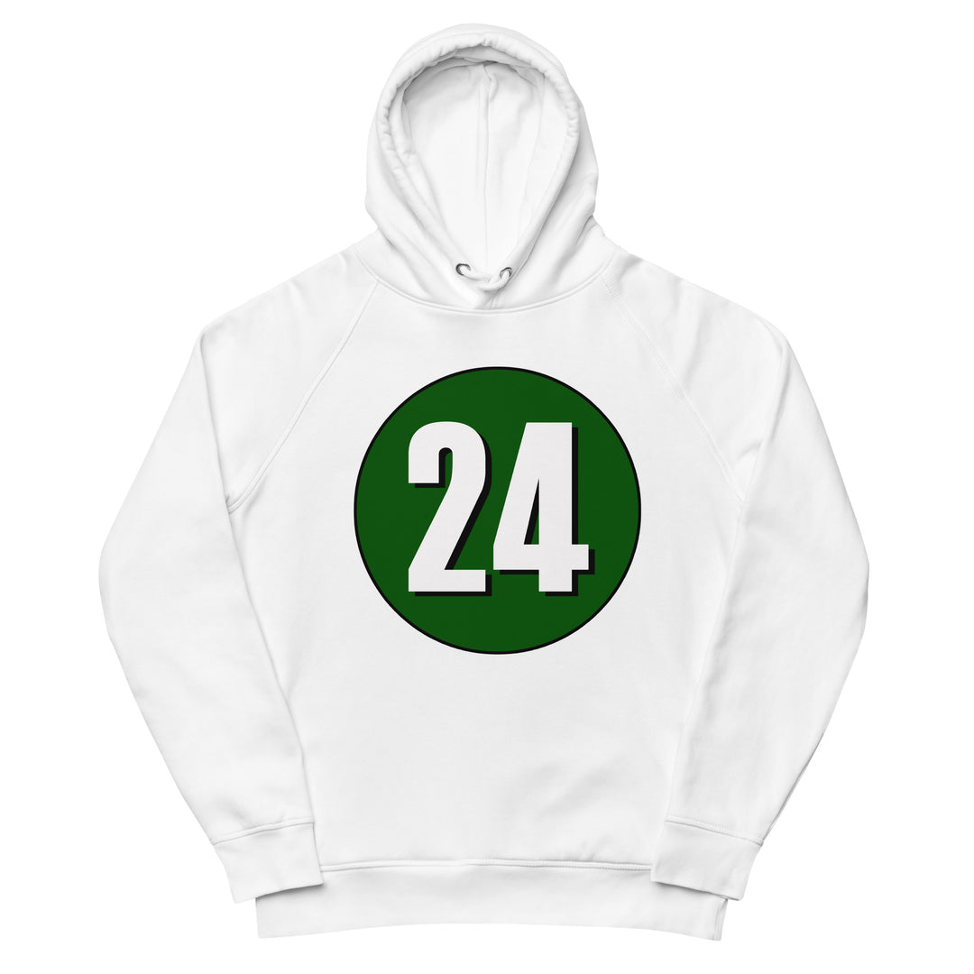 Unisex pullover hoodie: White on Hunter Green 24