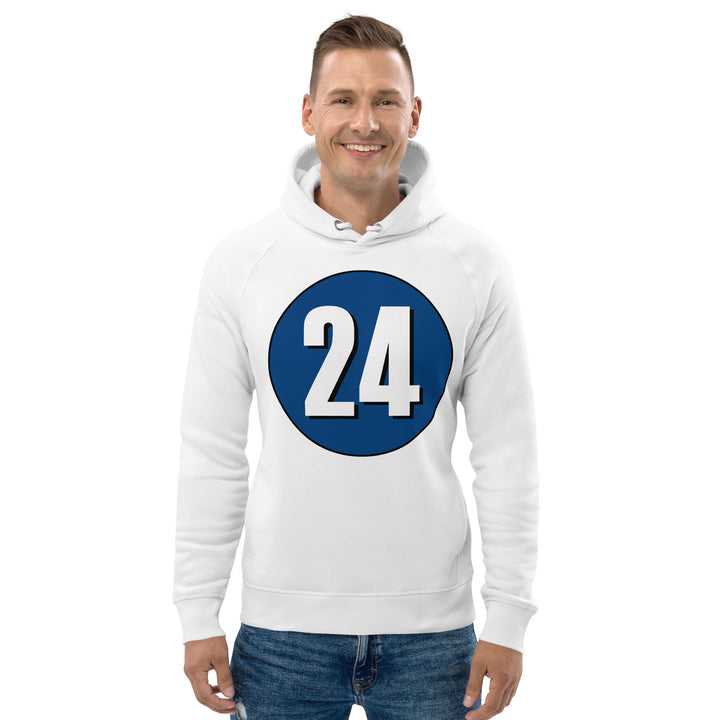 Unisex pullover hoodie: White on Navy Blue 24