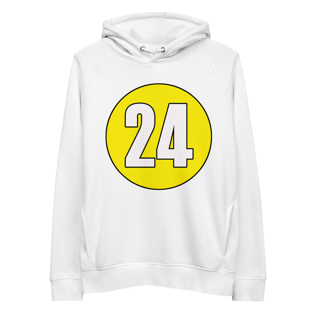 Unisex pullover hoodie: White on Yellow 24