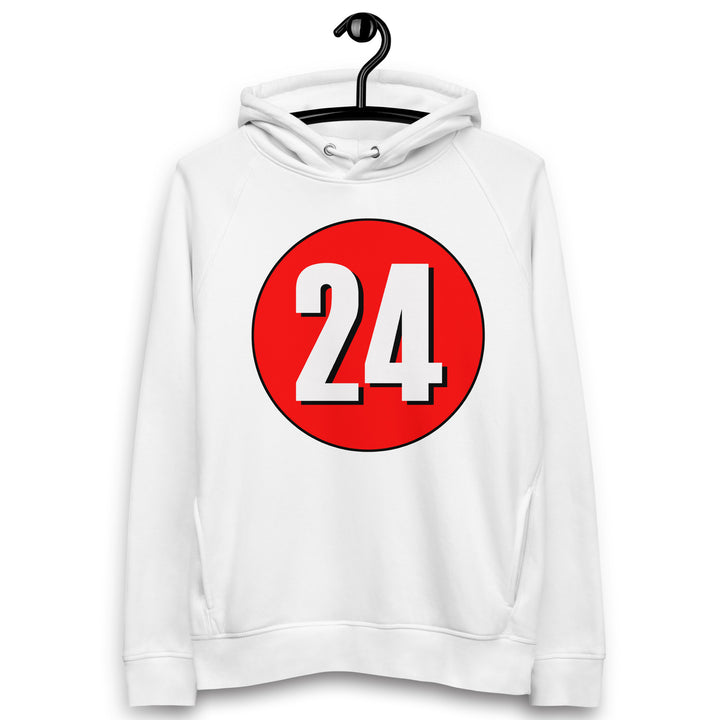 Unisex pullover hoodie: White on Red 24