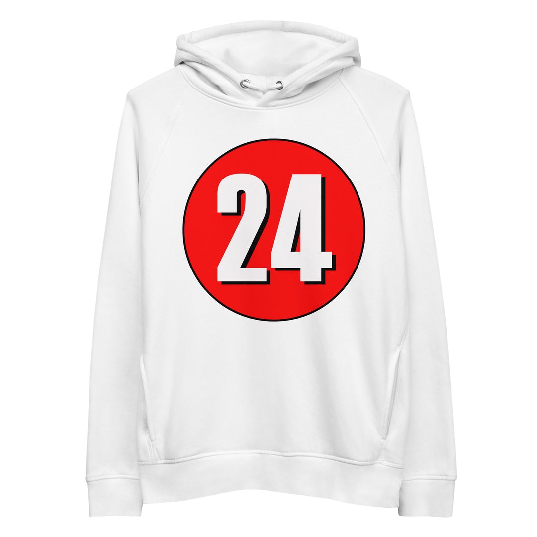 Unisex pullover hoodie: White on Red 24