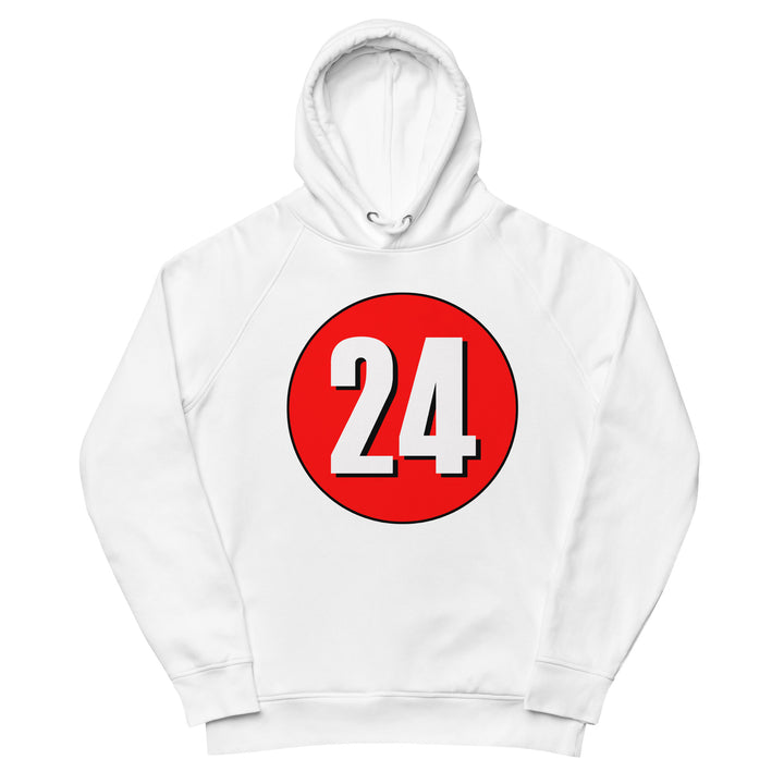 Unisex pullover hoodie: White on Red 24