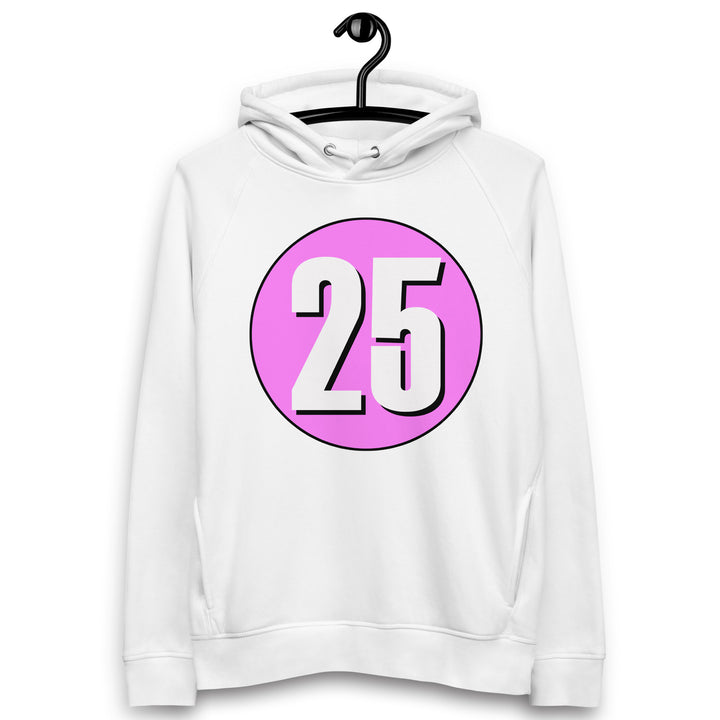 Unisex pullover hoodie: White on Pink 25