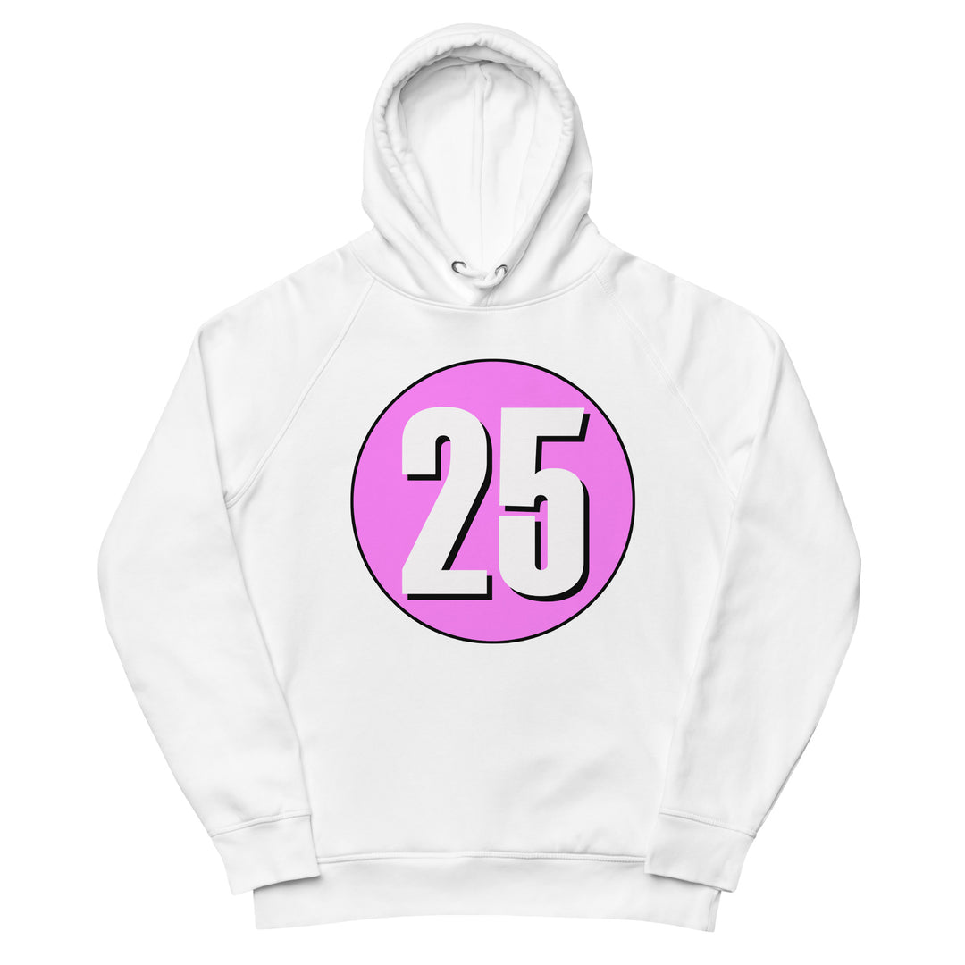 Unisex pullover hoodie: White on Pink 25