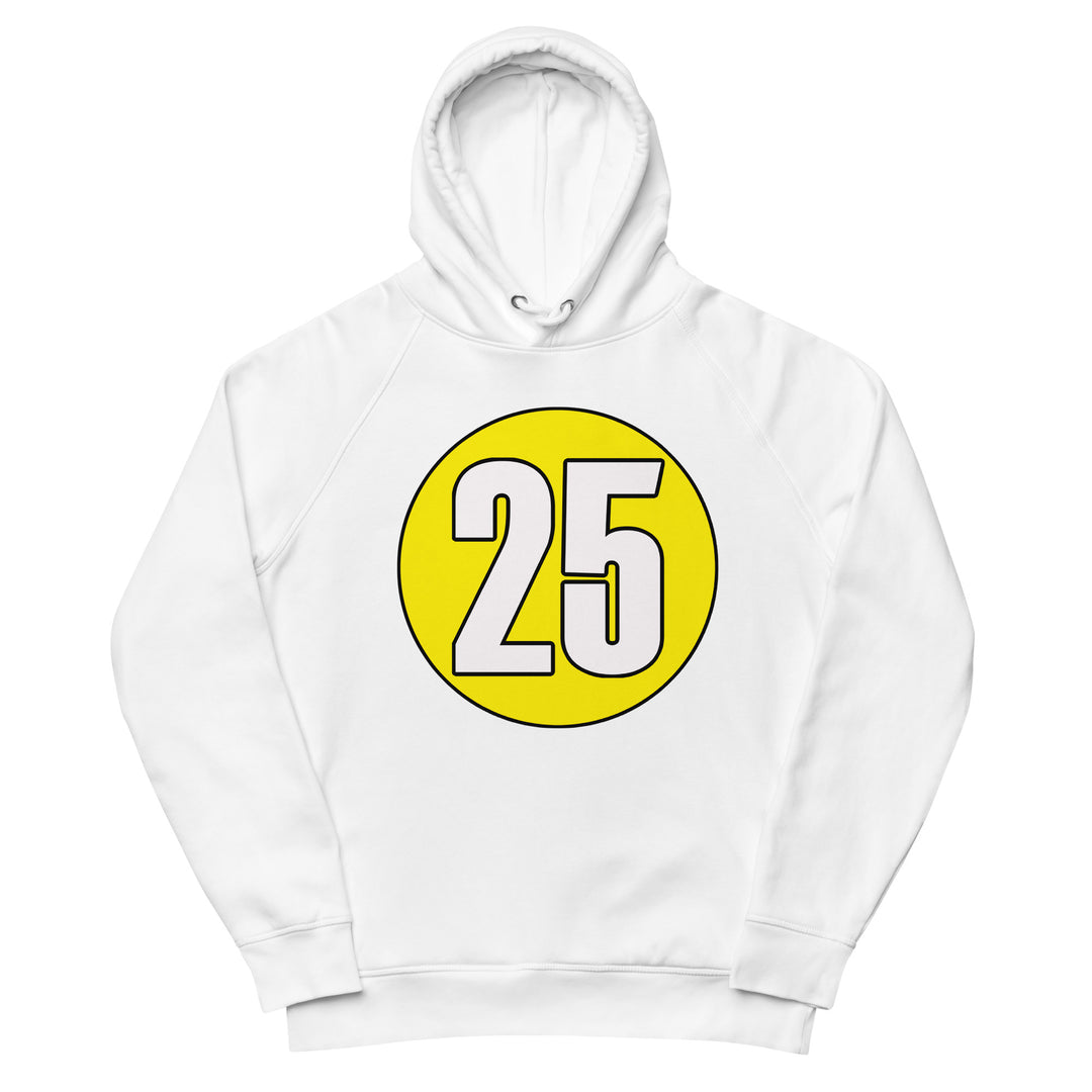 Unisex pullover hoodie: White on Yellow 25