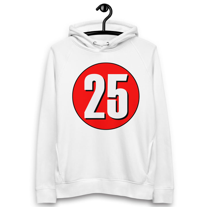 Unisex pullover hoodie: White on Red 25