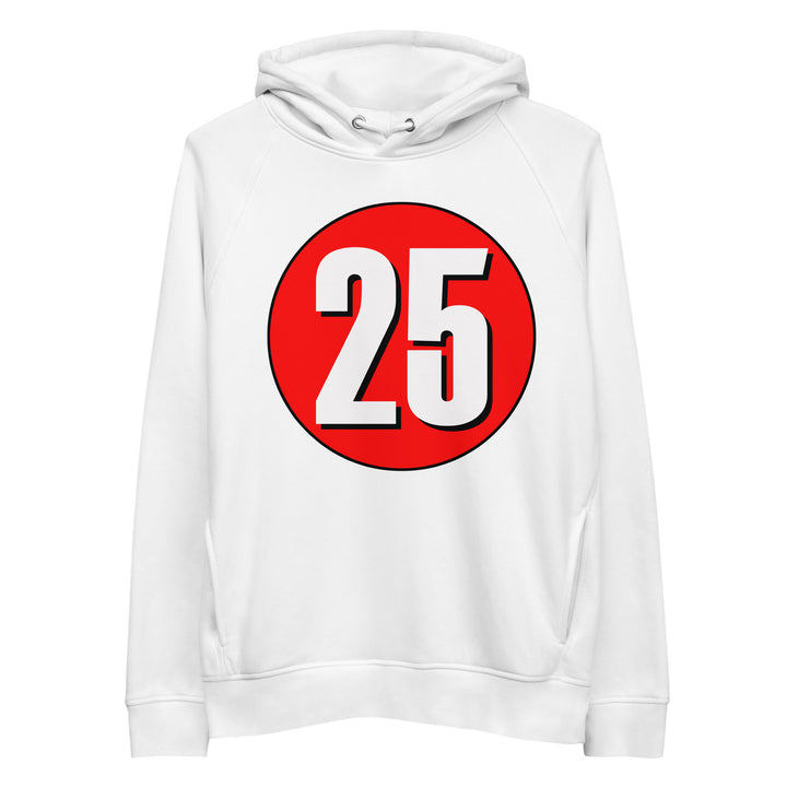 Unisex pullover hoodie: White on Red 25