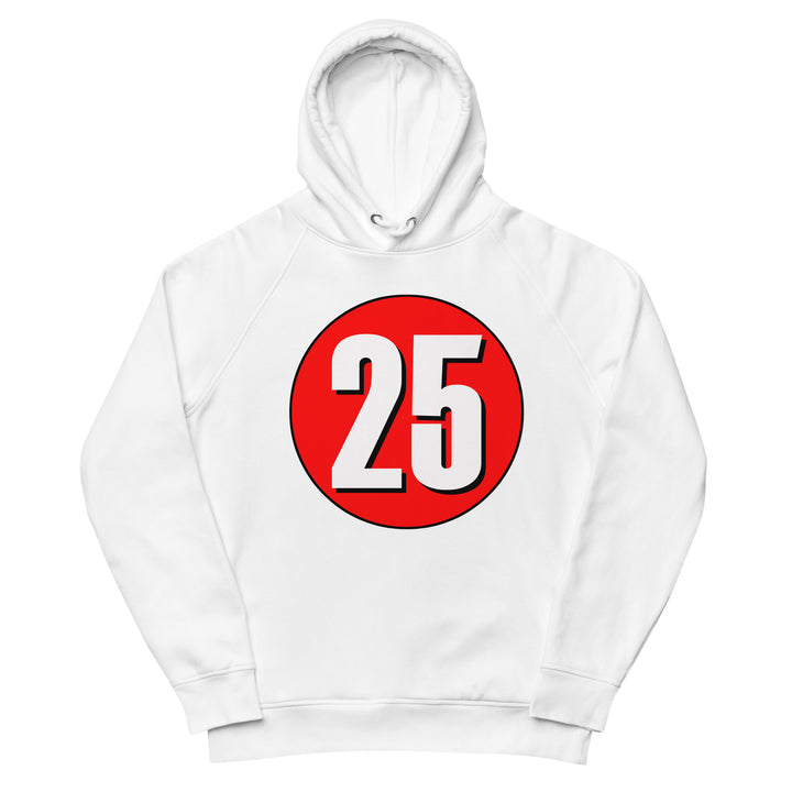 Unisex pullover hoodie: White on Red 25