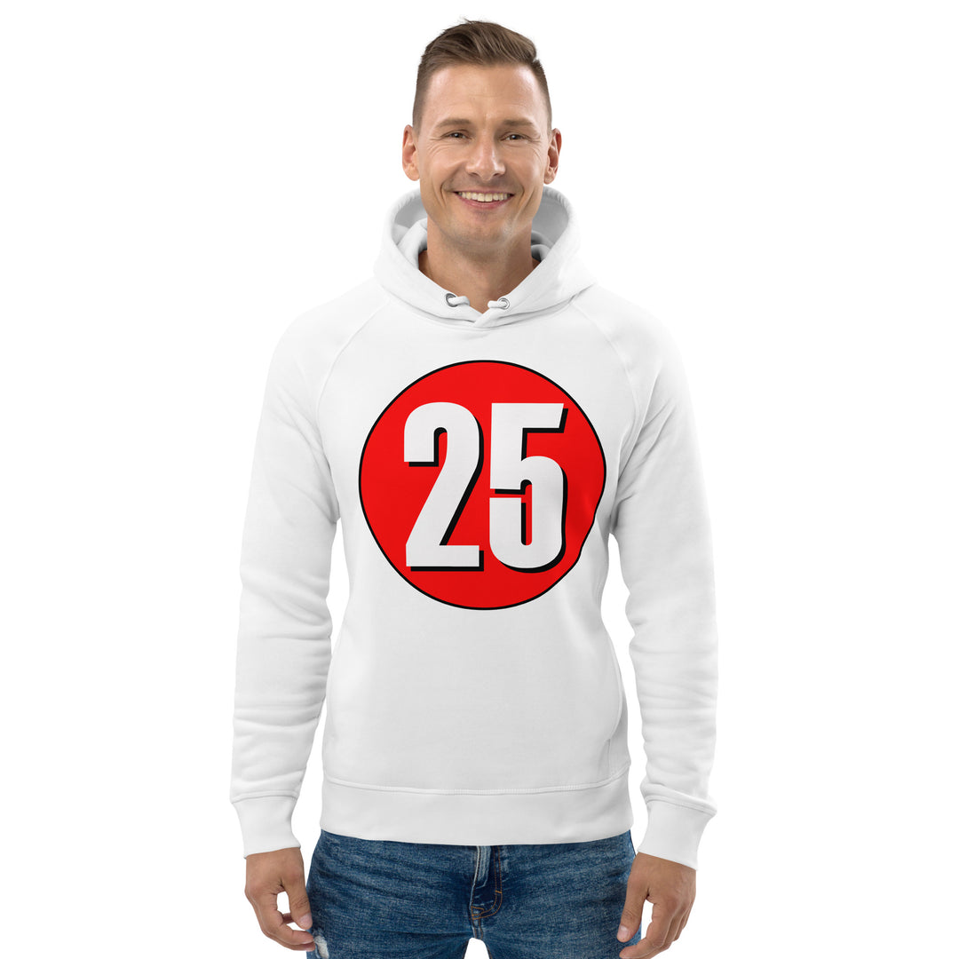 Unisex pullover hoodie: White on Red 25