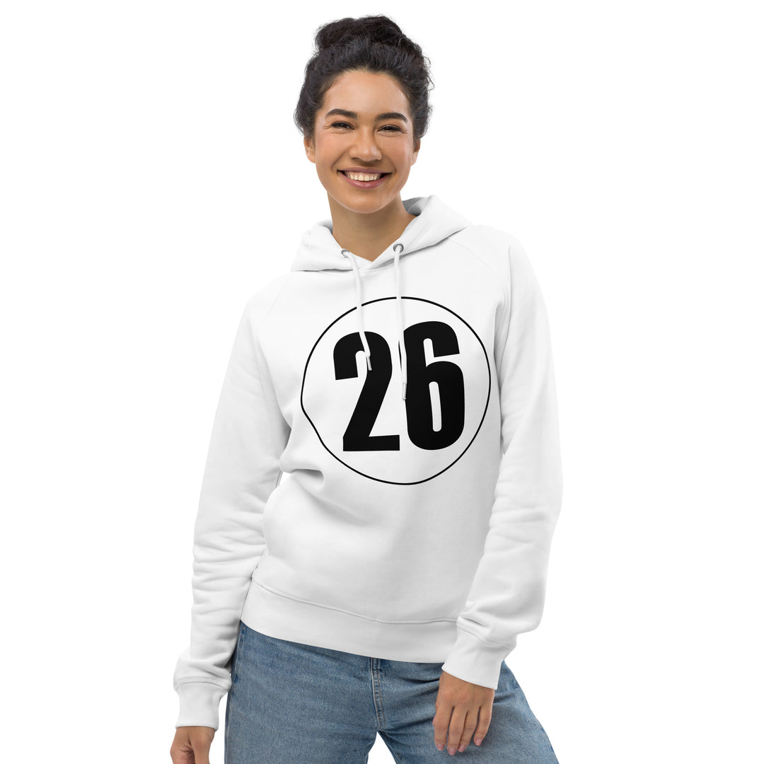 Unisex pullover hoodie: Black on White 26