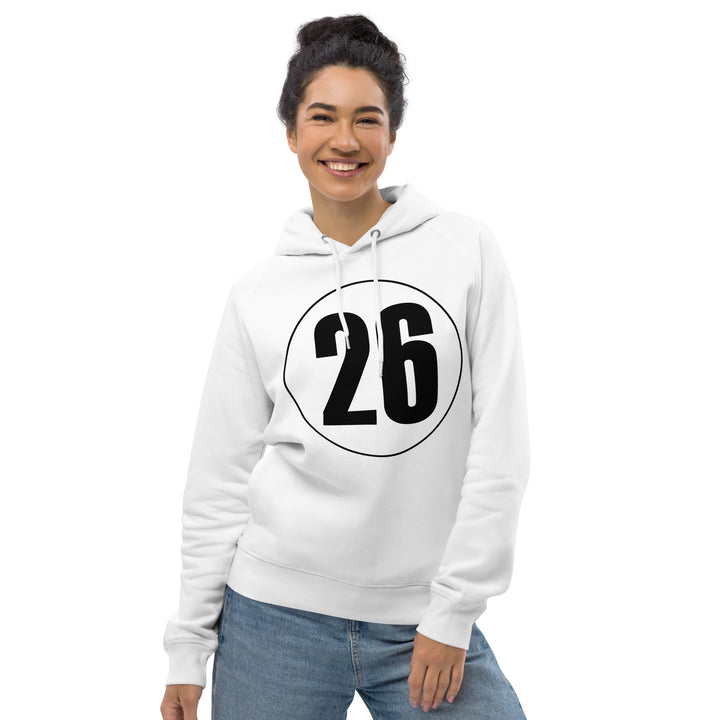 Unisex pullover hoodie: Black on White 26