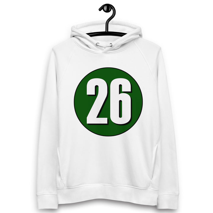 Unisex pullover hoodie: White on Hunter Green 26