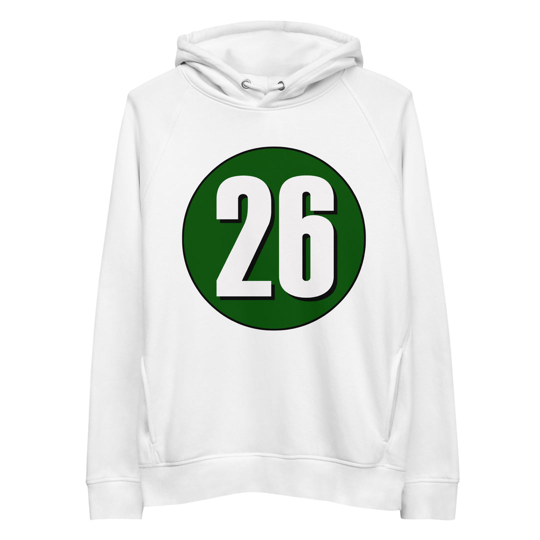 Unisex pullover hoodie: White on Hunter Green 26