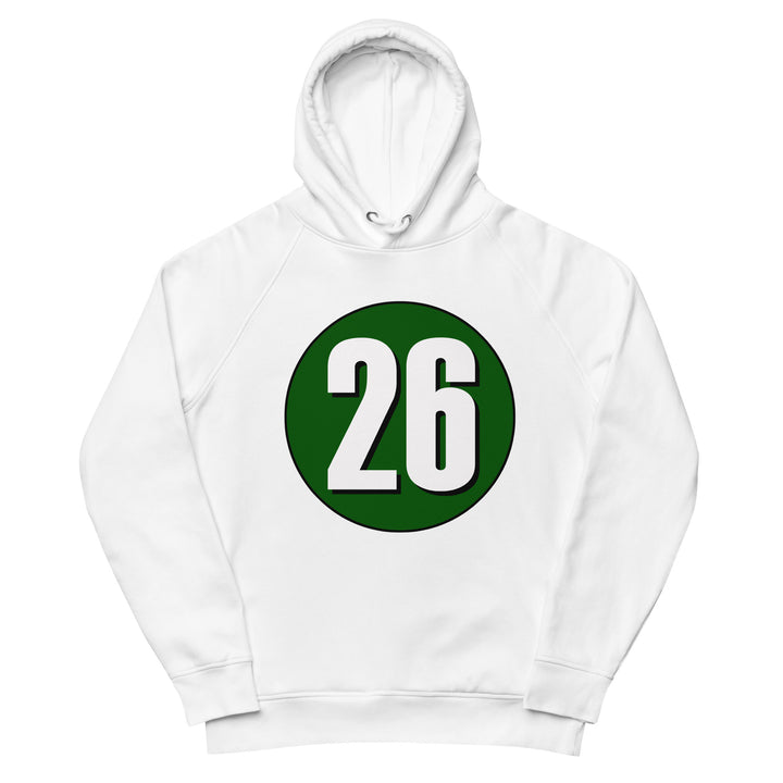 Unisex pullover hoodie: White on Hunter Green 26