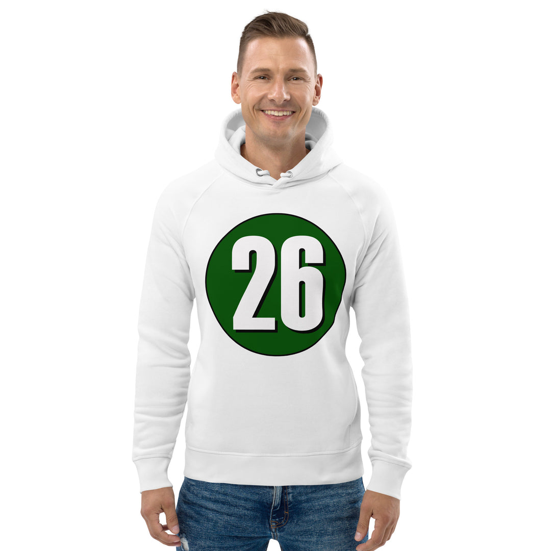 Unisex pullover hoodie: White on Hunter Green 26