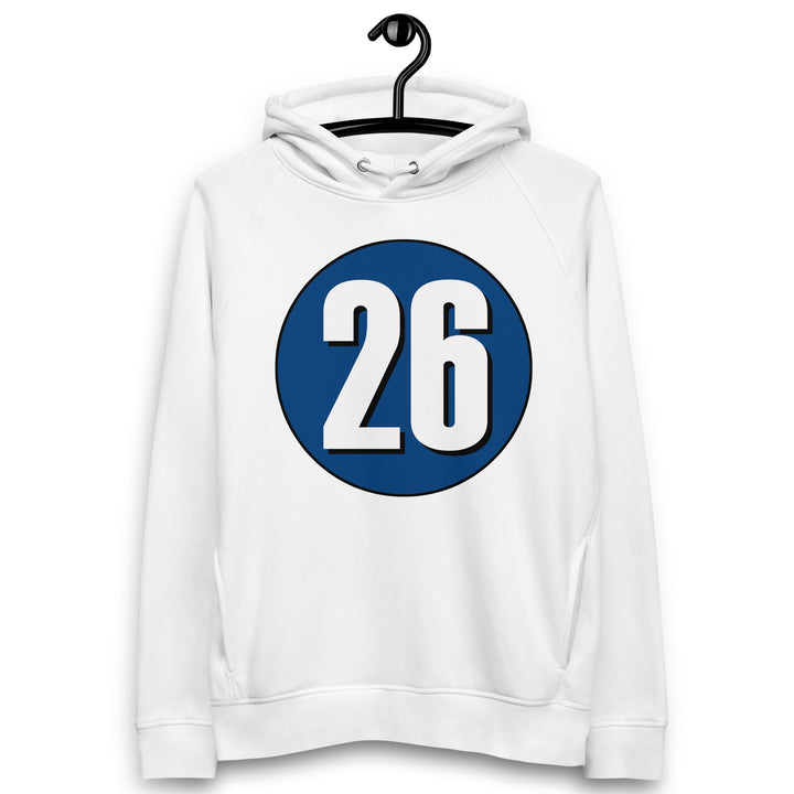 Unisex pullover hoodie: White on Navy Blue 26