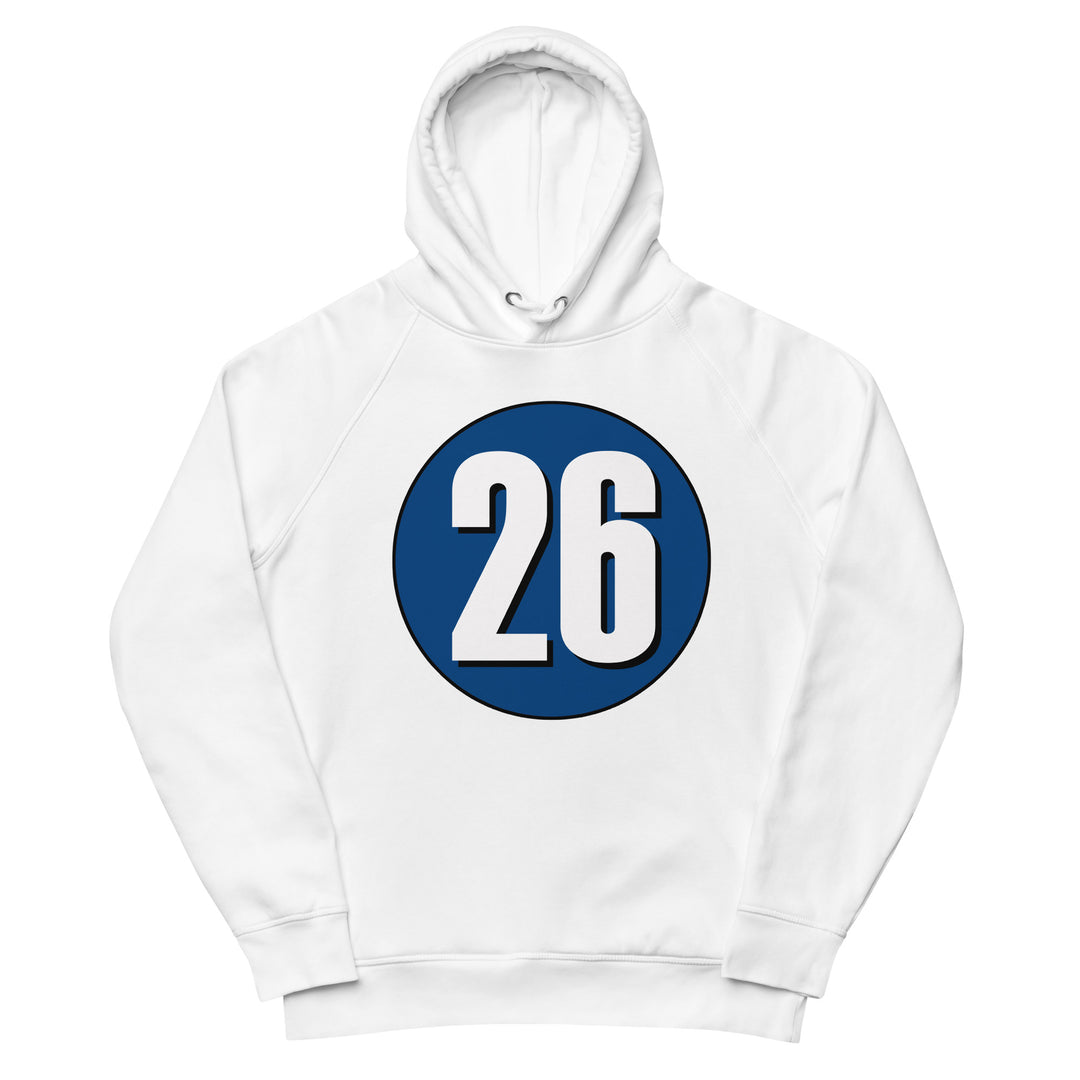 Unisex pullover hoodie: White on Navy Blue 26