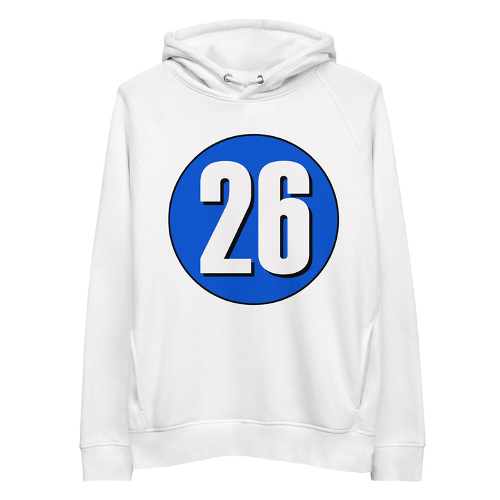 Unisex pullover hoodie: White on Periwinkle 26