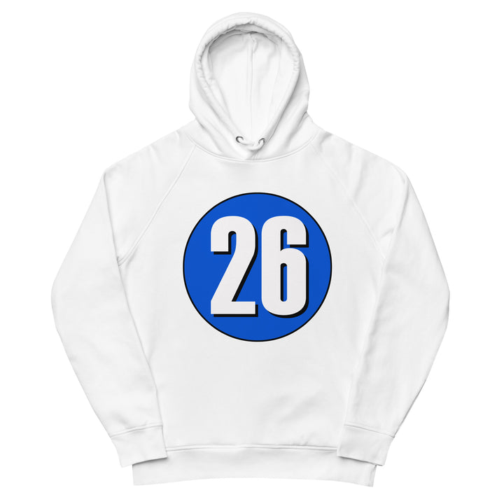 Unisex pullover hoodie: White on Periwinkle 26