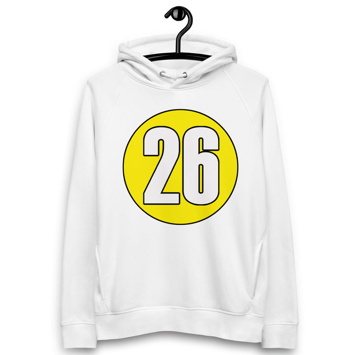 Unisex pullover hoodie: White on Yellow 26