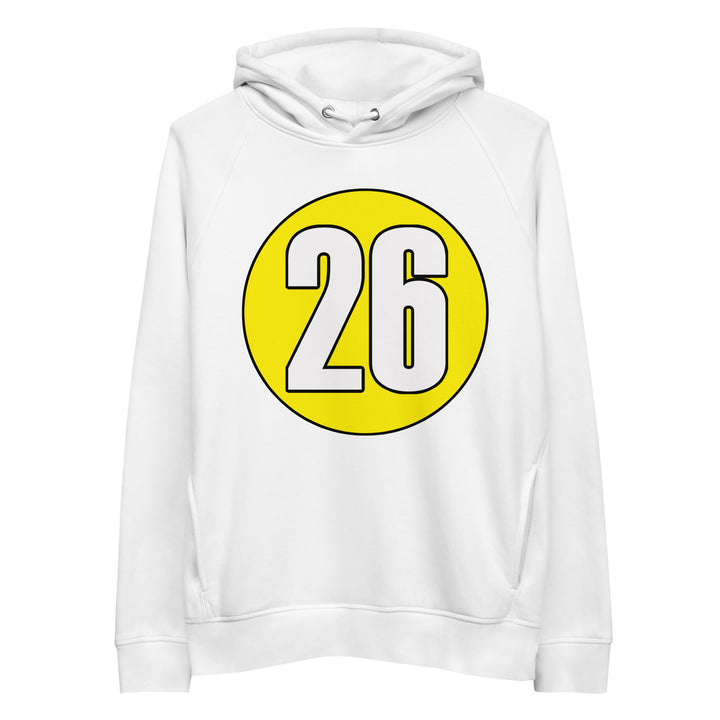 Unisex pullover hoodie: White on Yellow 26