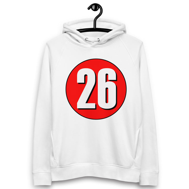 Unisex pullover hoodie: White on Red 26