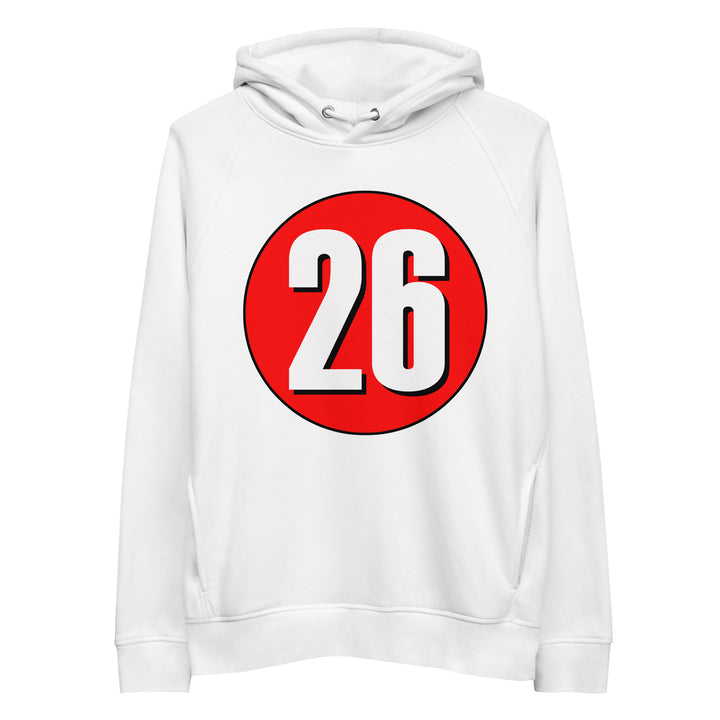 Unisex pullover hoodie: White on Red 26