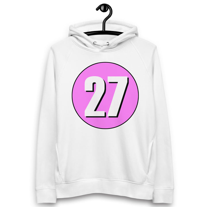 Unisex pullover hoodie: White on Pink 27