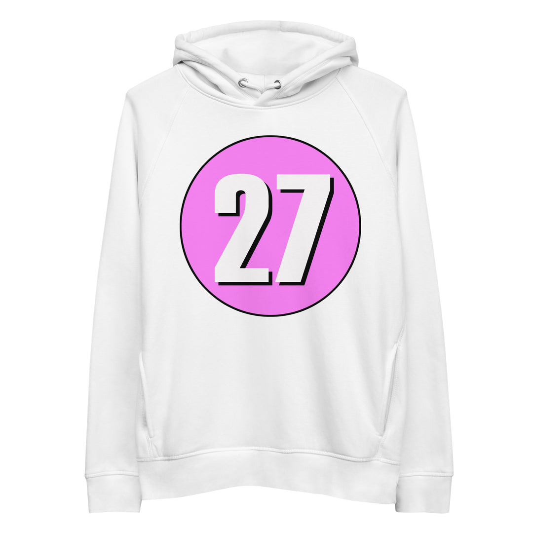 Unisex pullover hoodie: White on Pink 27