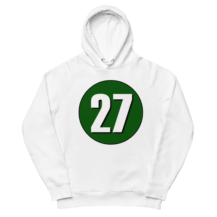 Unisex pullover hoodie: White on Hunter Green 27