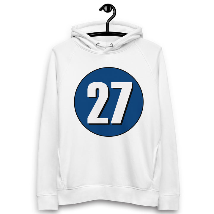 Unisex pullover hoodie: White on Navy Blue 27