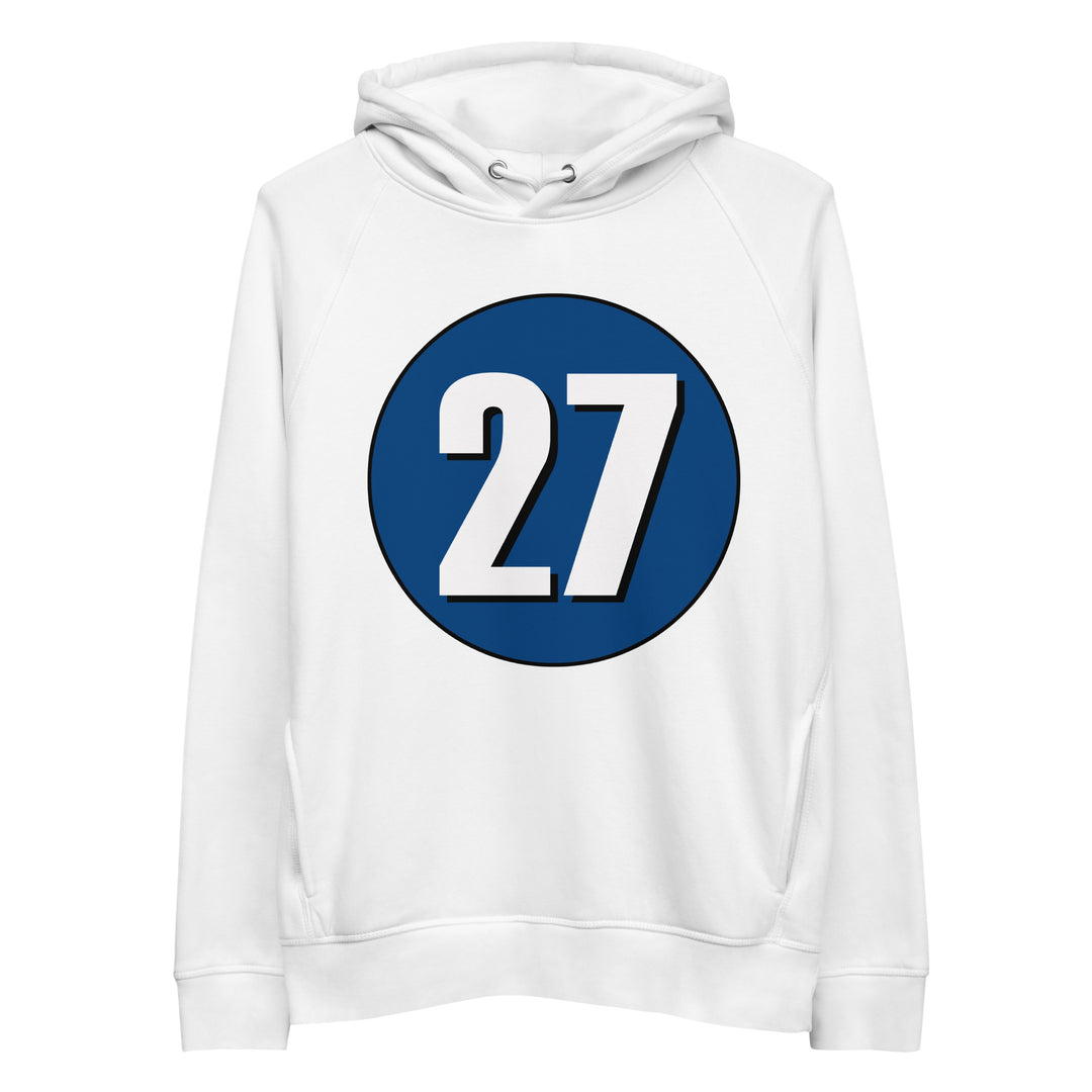 Unisex pullover hoodie: White on Navy Blue 27