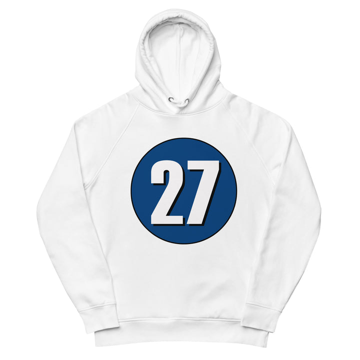 Unisex pullover hoodie: White on Navy Blue 27