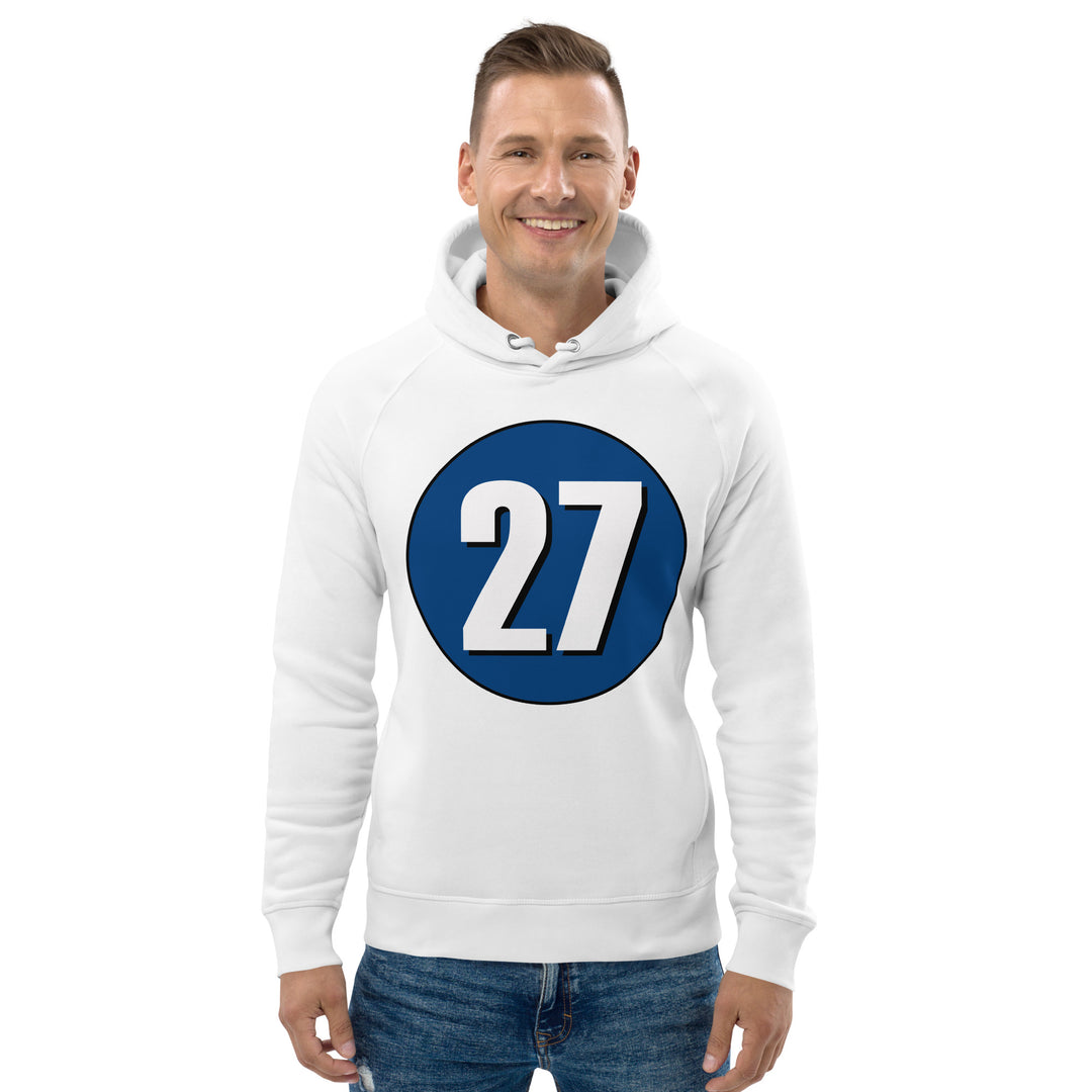 Unisex pullover hoodie: White on Navy Blue 27