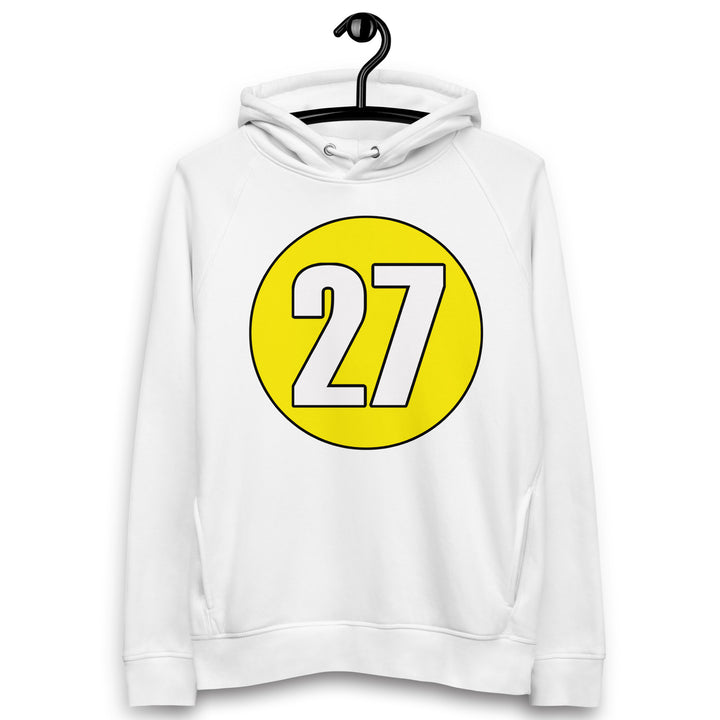 Unisex pullover hoodie: White on Yellow 27