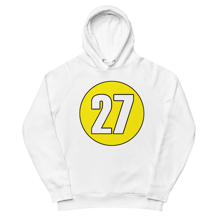 Unisex pullover hoodie: White on Yellow 27