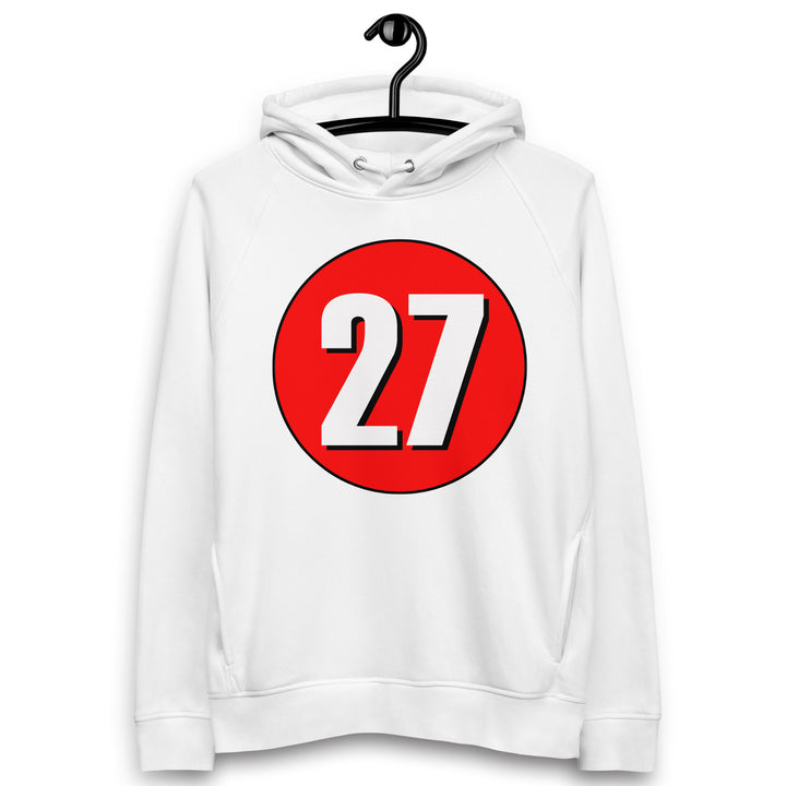 Unisex pullover hoodie: White on Red 27