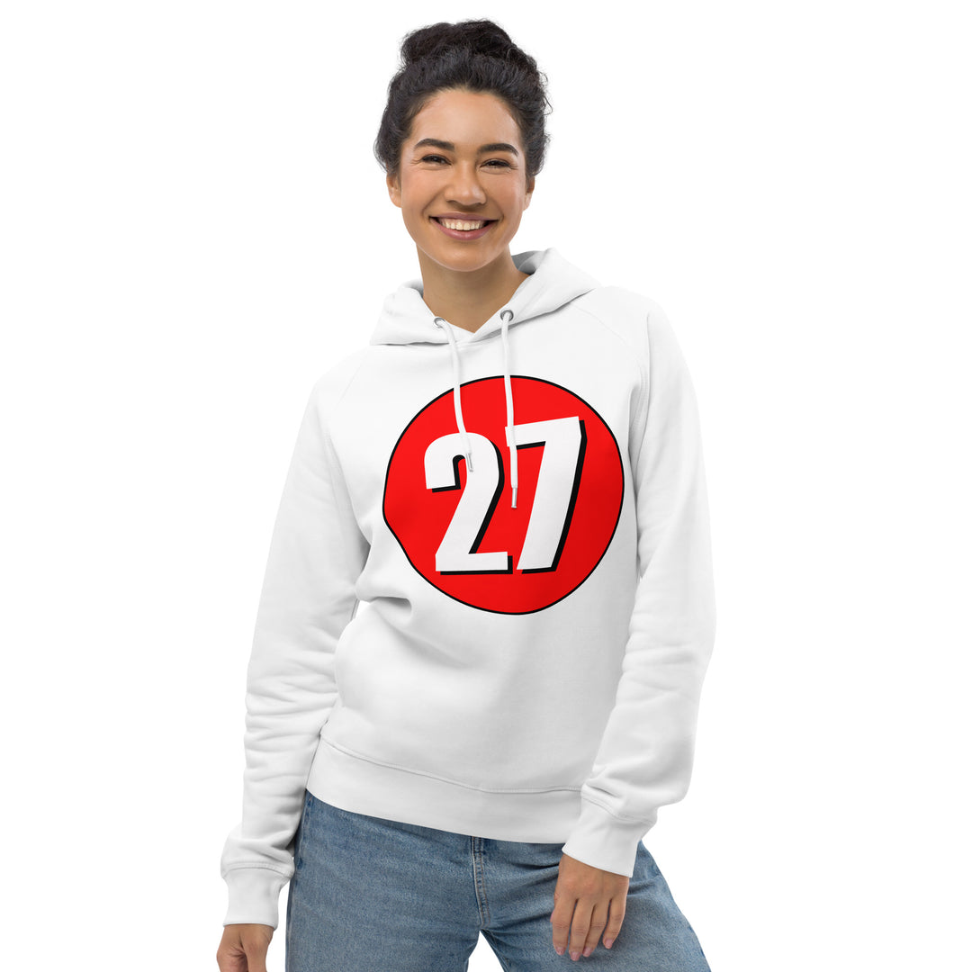 Unisex pullover hoodie: White on Red 27