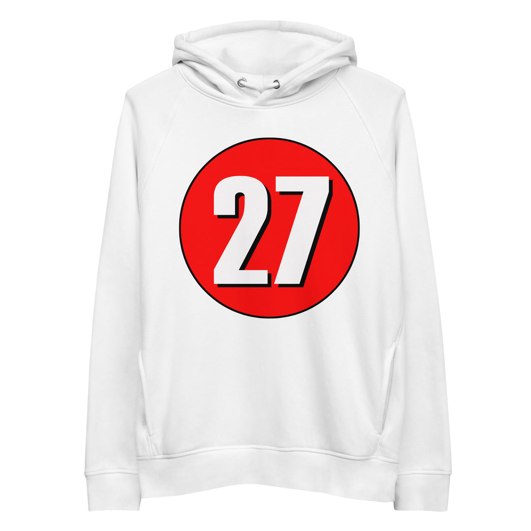 Unisex pullover hoodie: White on Red 27